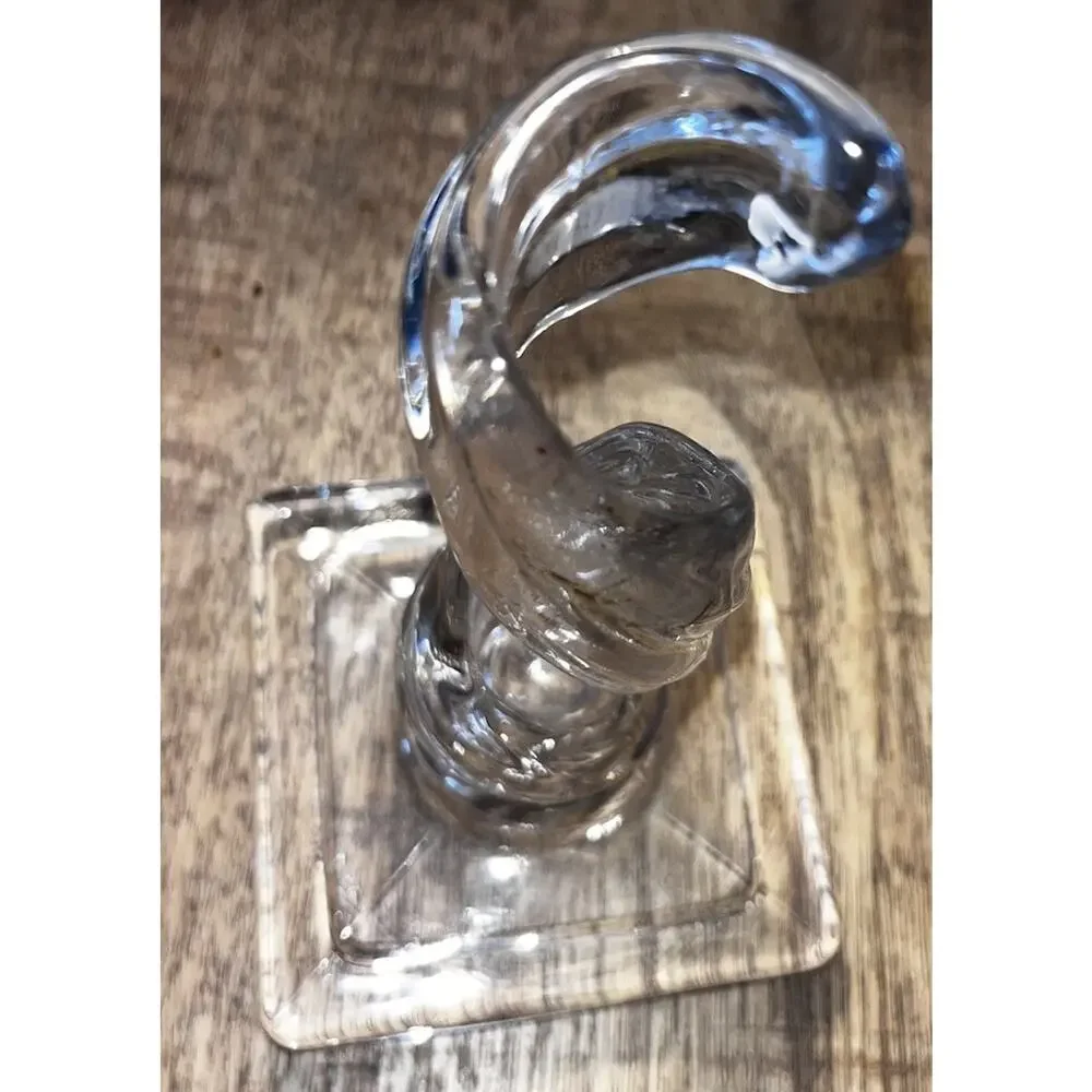 Vintage Twisted Stem Elegant Clear Glass Candle Holder 6.25 Inches Height